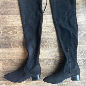 Mark Fisher Black Faux Suede Over the Knee Boots Size 7